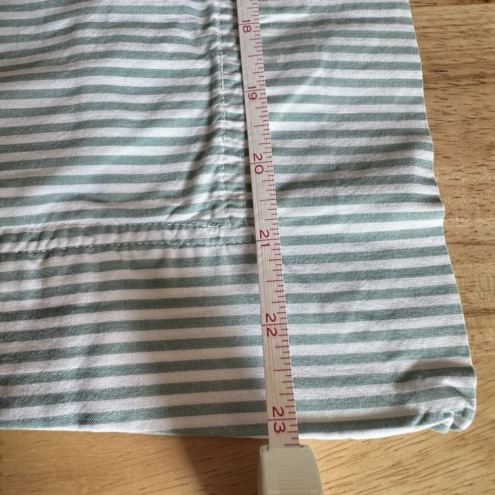 VTG Chambers Oxford Cloth Stripe Sage Green Pair Of Standard Pillow Shams Cotton